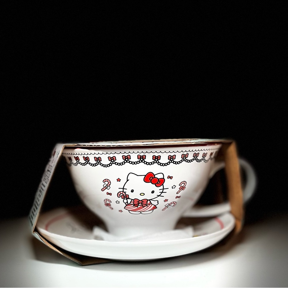 Hello Kitty Christmas Tea Cup & Saucer Set Candy Cane Edition